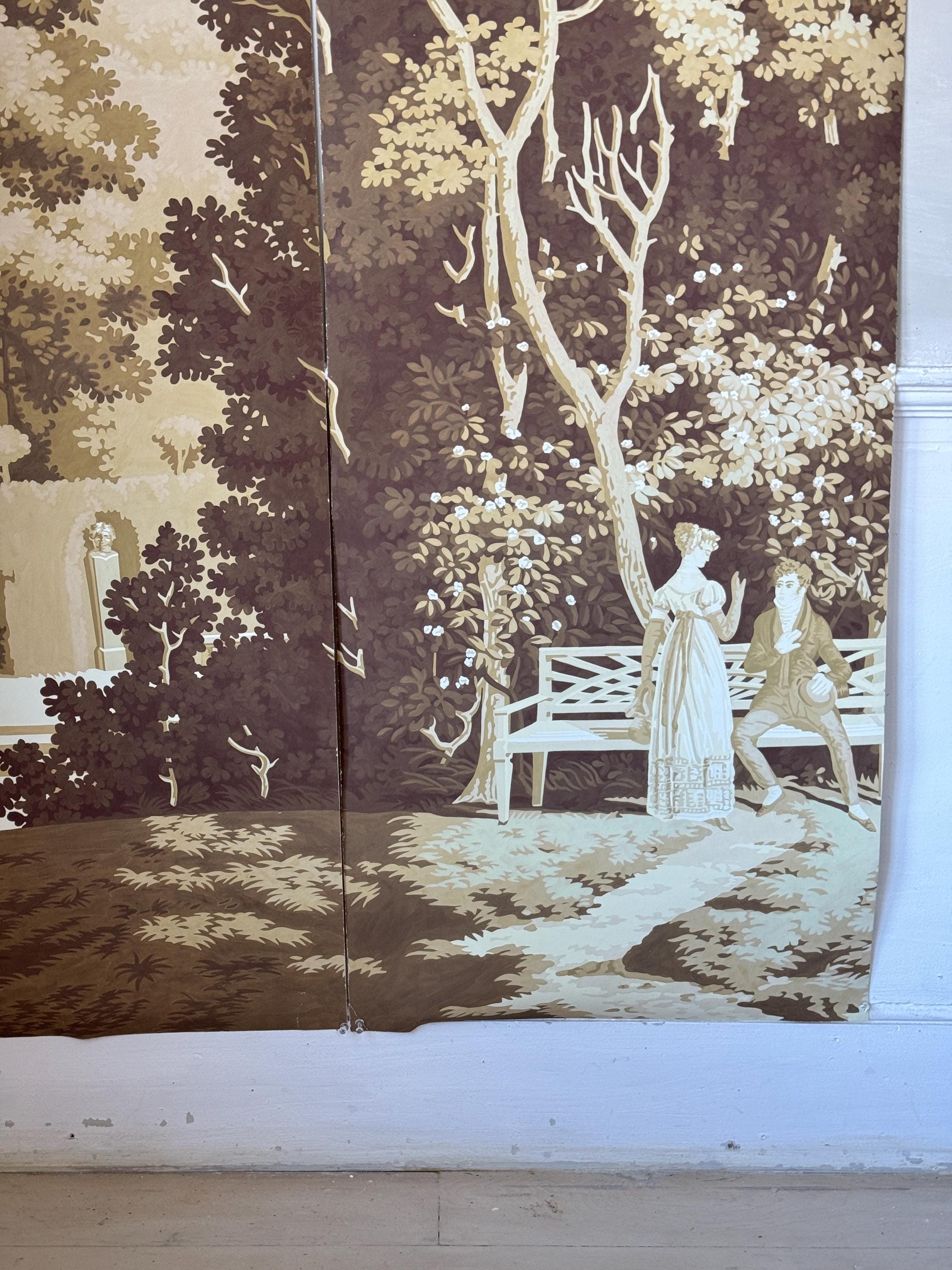 70x38 Antique French Zuber Wallpaper Panels Les Jardins Français
