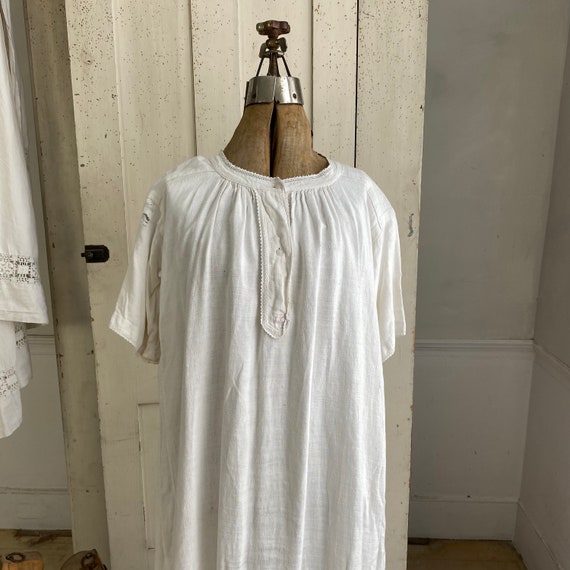 Night Shirt or Chemise Tunic French Linen White H… - image 4