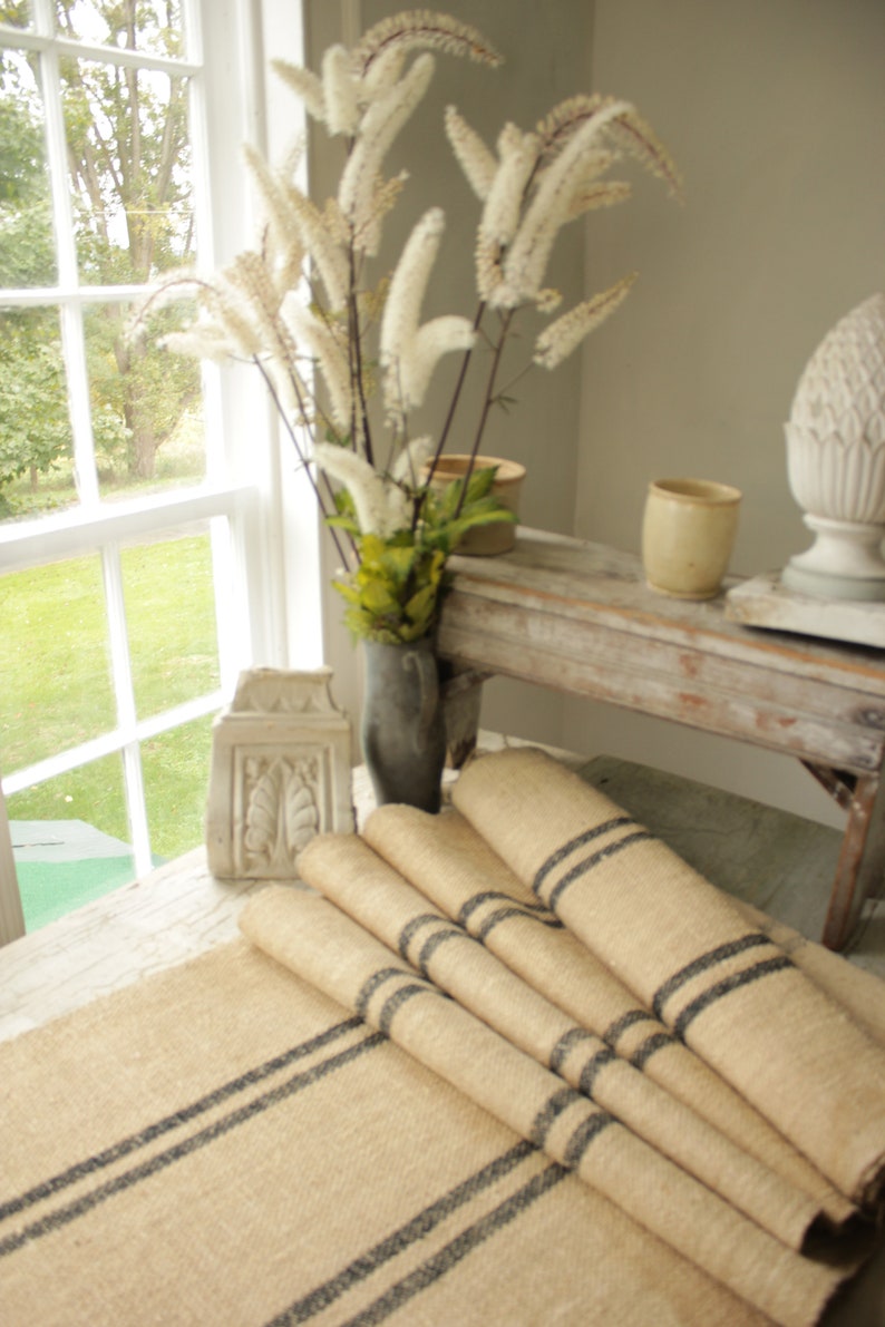 Grain sack fabric STAIR or TABLE RUNNER HEMP bolt by the yard HEAVY for rugs