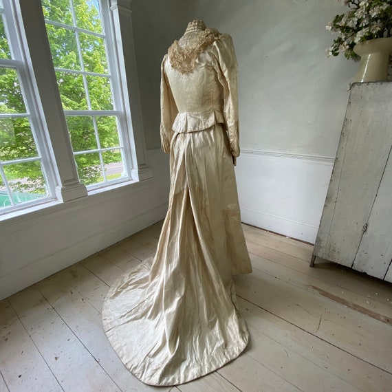 Wedding Dress Set Bodice and Skirt White Silk Wed… - image 8