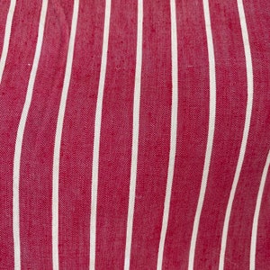 Antique French Fabric Ticking Striped Material salmon dusty pink 1900 linen and cotton eco-friendly