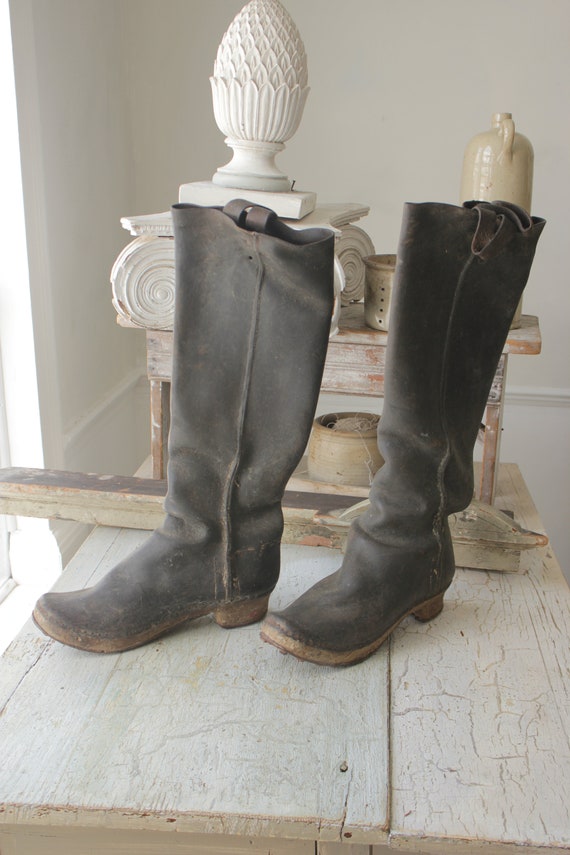 tall leather work boots