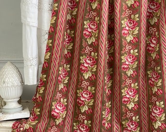 c1860 French curtain GORGEOUS tones red green fabric materialUnique window treatment