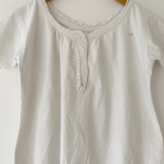 Charming Patched Pieced Mended Cotton chemise shi… - image 8