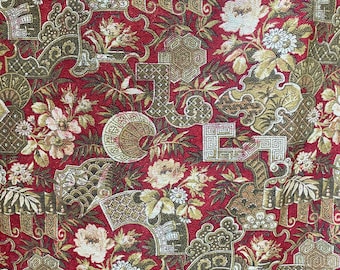 Chinoiserie entworfen c1880 antiken französischen Vorhang drapieren Wunderbares zweifarbiges Gewebematerial Die Textile TurkUnique Fensterbehandlung