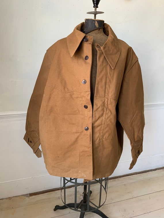Vintage Canvas Jacket Heavy Brown Cotton Unused French - Etsy