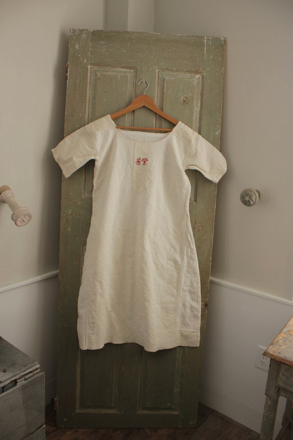 French linen white hemp and cotton night shirt ch… - image 5