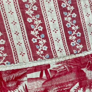 Antique Daybed day bed cover AMAZING 18th century   toile  floral stripe textile quilted 1700&#39;s Toile de Jouy The Textile Trunk