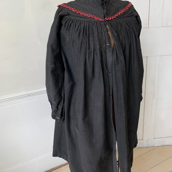 Vintage Choir Robes French Black Cloak with Red D… - image 8