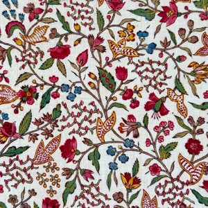 RARE 18th century Jouy Josas bedruckter Kleiderstoff 1700&#39;s botanisch bedruckte Baumwolle Oberkampf kleines Maßstabsmuster umweltfreundlich