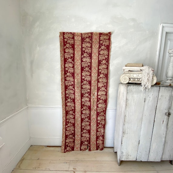 Madder Brown Antique Floral Fabric 1840 French 19th Century
