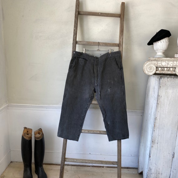 44 Inch Waist Vintage Work Pants French Workwear Dark Brown Black