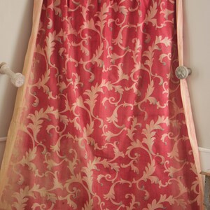 Antique curtain French red FADED drape c 1920  FADED GORGEOUS design bedding  window treatment upcycled  eco-friendly