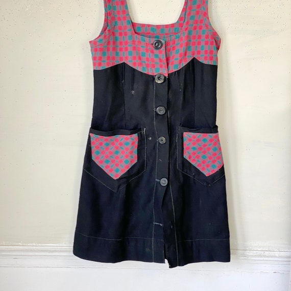 Vintage French dress small plaid and cotton CHARM… - image 7