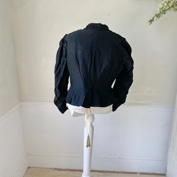 Black Silk Cotton Bodice with Striped Lining Late… - image 5