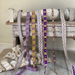 8.2 yards French vintage liturgical  Gold metallic gimp ribbon passementerie trim embellishment boho  eco-friendly