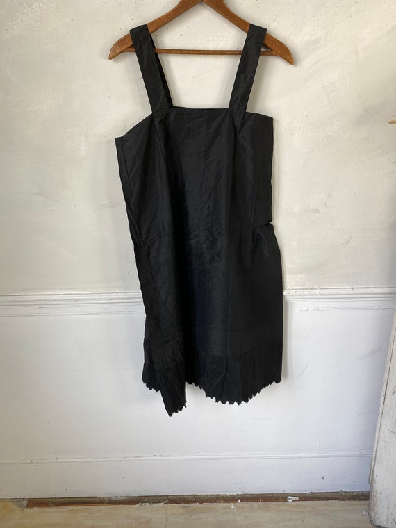 Antique Black Silk Slip French Workwear Silk Slip… - image 9