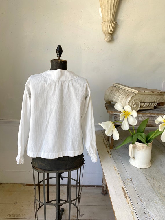 Vintage White Blouse French Cotton  crisp with la… - image 9