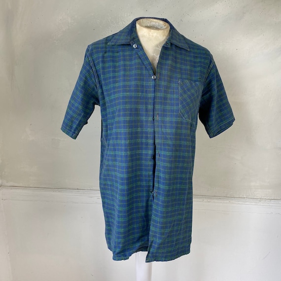 Plaid work wear Short Sleeve French Plaid shirt C… - image 3