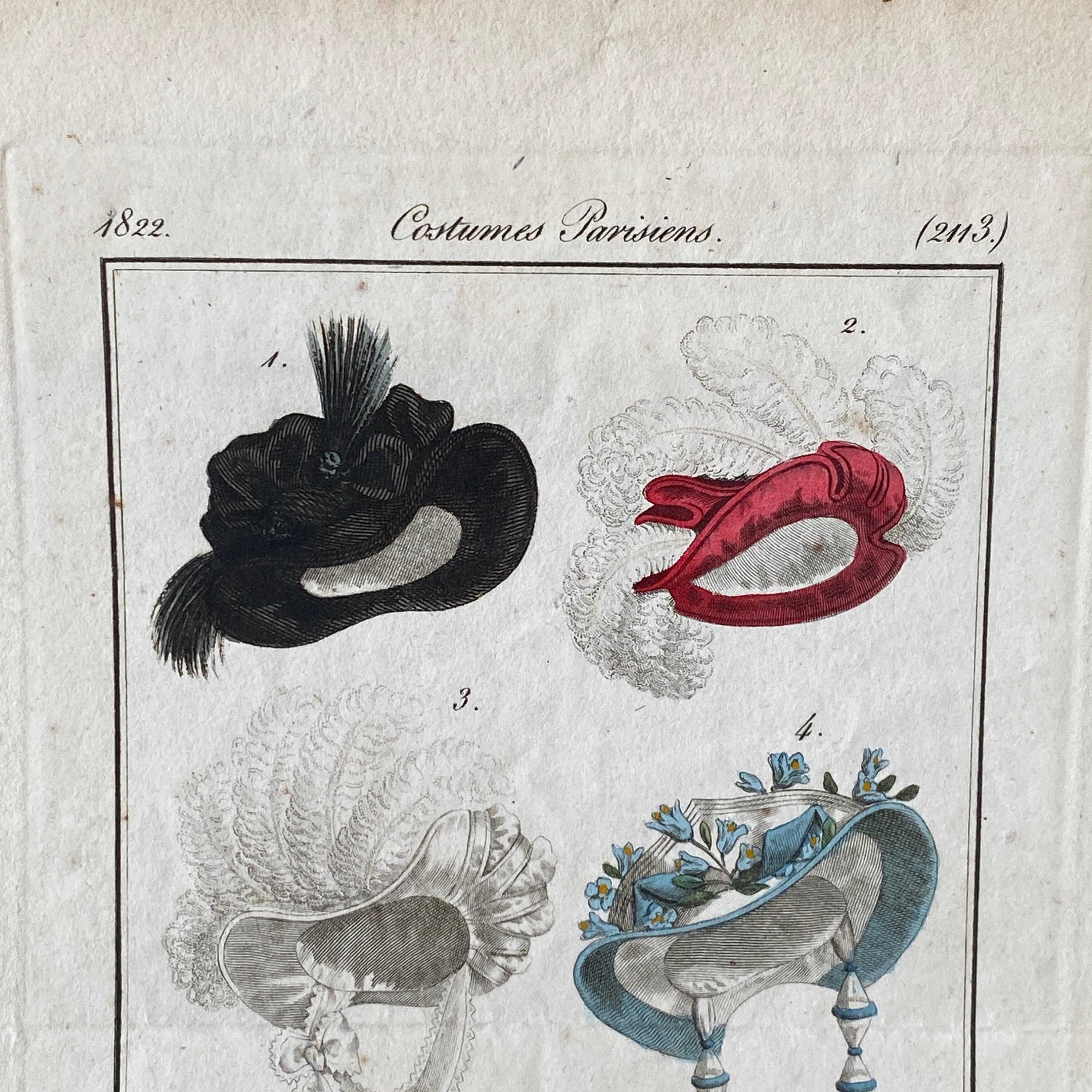 ルイ18世帽子 歴史的 1821年 パリファッション アンティーク フランス