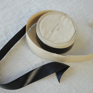 Vintage Black Acetate Hat Ribbon or Trim 1 inch by the half Yard French Fabric eco-friendly