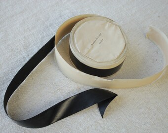Vintage Black Acetate Hat Ribbon or Trim 1 inch by the half Yard French Fabric