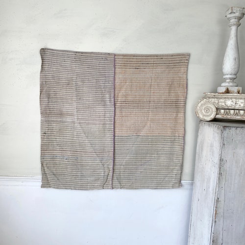 European antique hand woven hemp stripes French shops country Cottage chic cottagecore sack hack