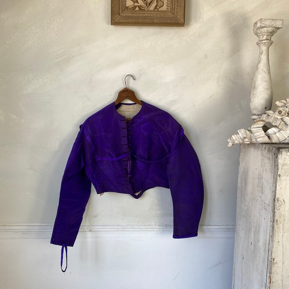 Electric Purple Silk Bodice 1870s Silk Bodice Pur… - image 3
