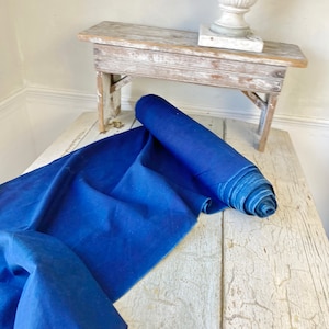3 yards Dyed dark indigo blue handwoven cotton linen blend European homespun new dye Coastal home  eco-friendly