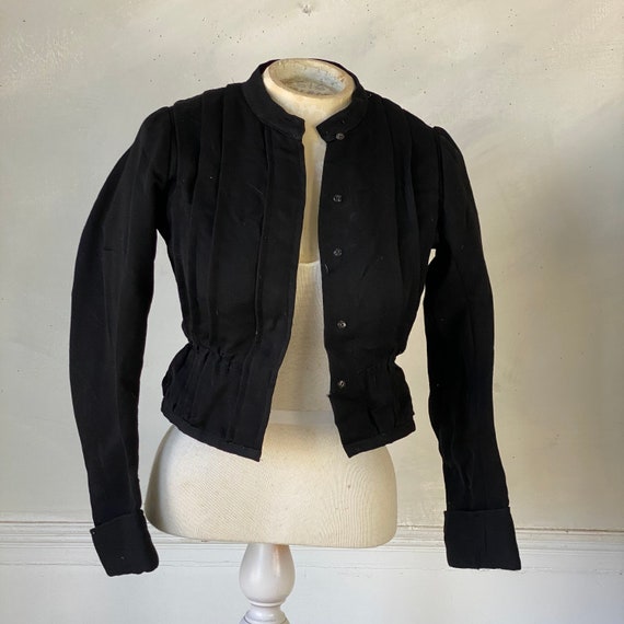 Black Cotton Bodice Early 1900s Snap Up Blouse Bl… - image 2