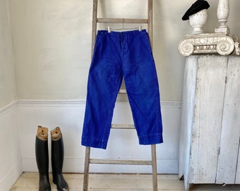 Blue Moleskin Pants Work Wear Workwear Denim French France Vintage 