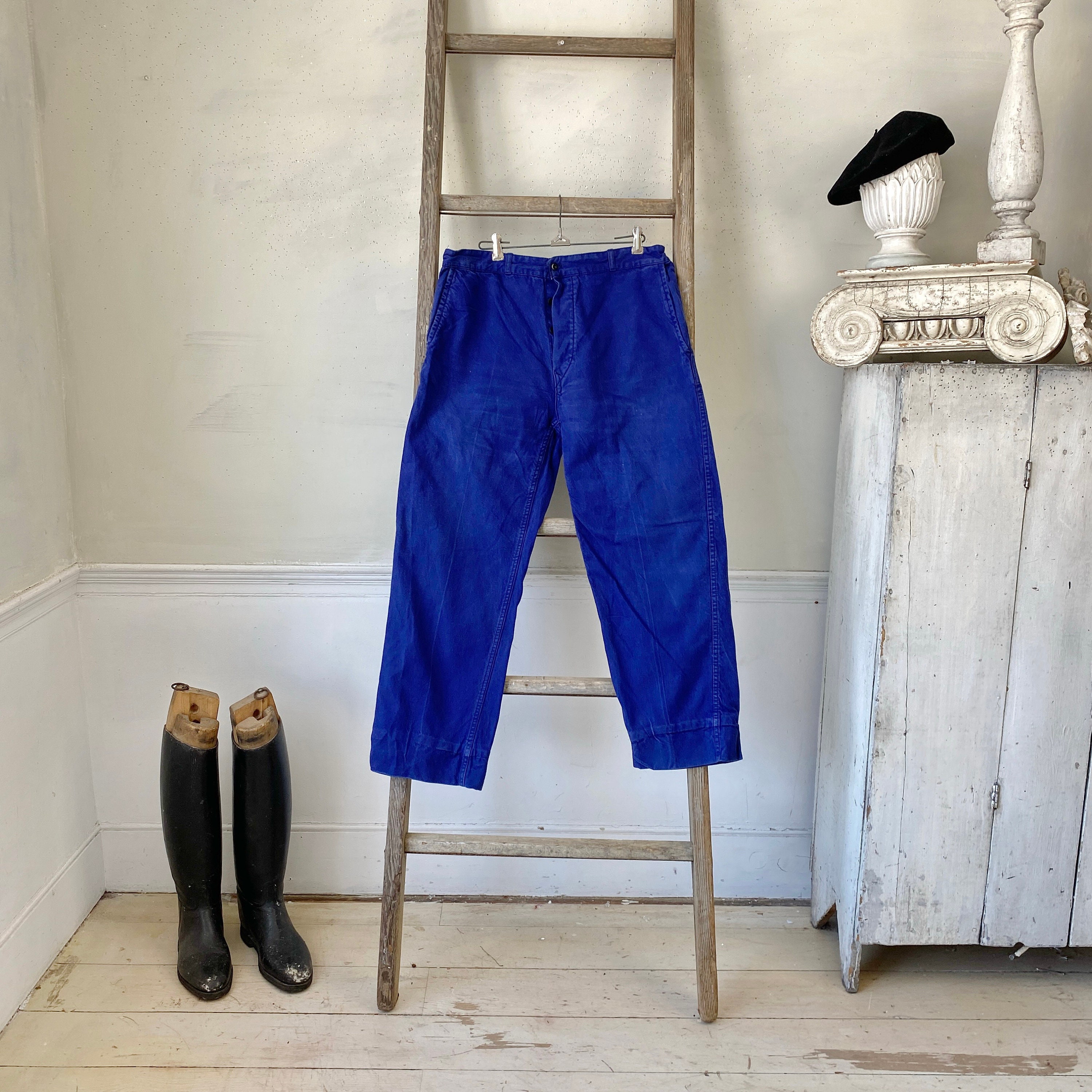 50s French Pants - Etsy 50s60s French Work Strip Wool Pants