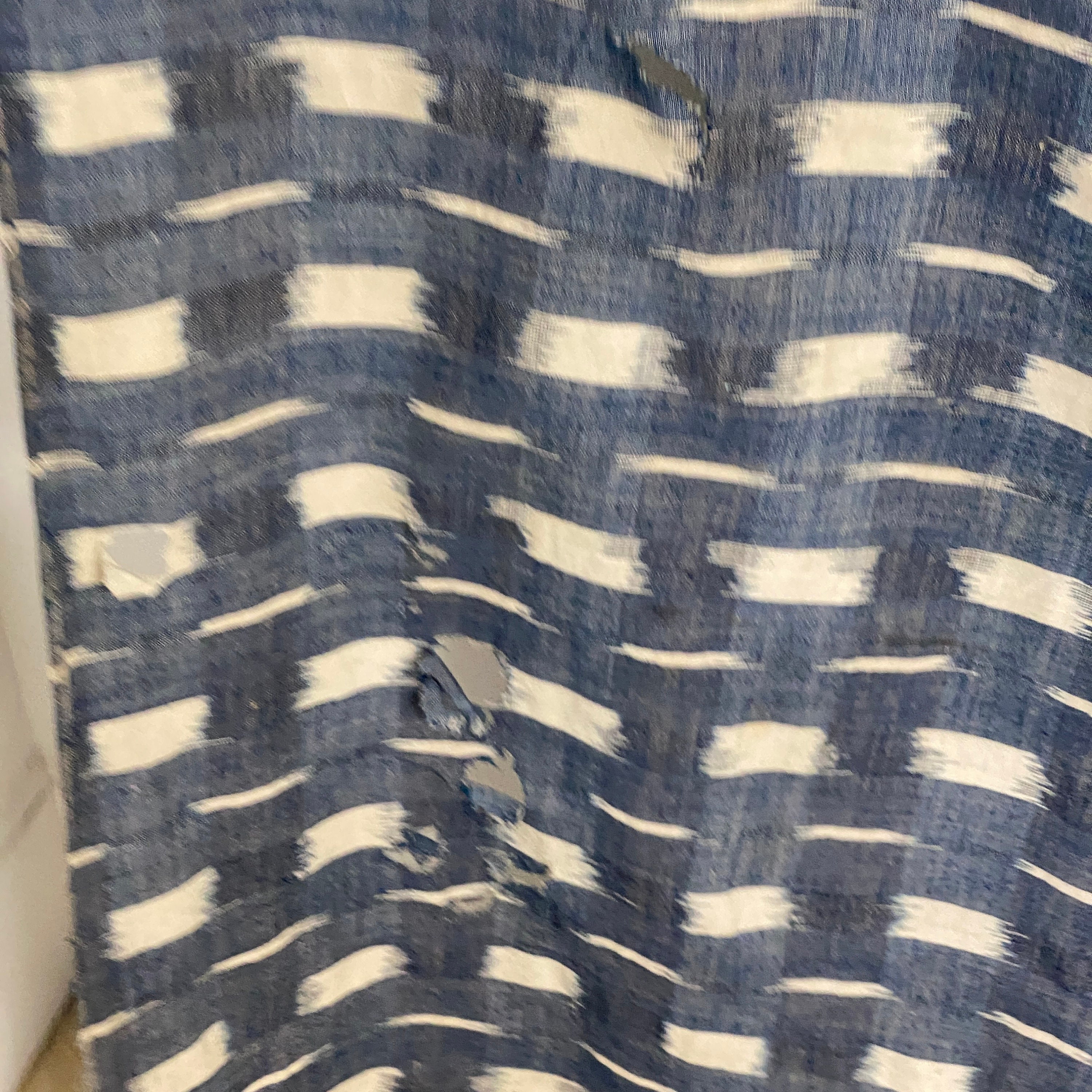 Rarest Cloth Ikat Antique French Fabric Blue Indigo Hand Woven Cotton 18th Century ...