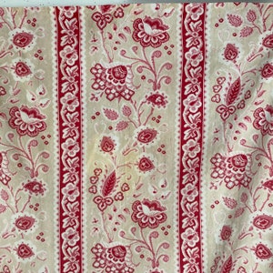 Antique Curtain French Fabric 1890s simulated embroidered look floral  window treatment upcycled  eco-friendly
