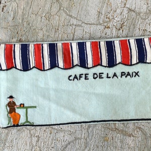 Bolsa vintage Café De La Paix Paris Porta cubiertos ? bolsa textil Arte popular ecológico