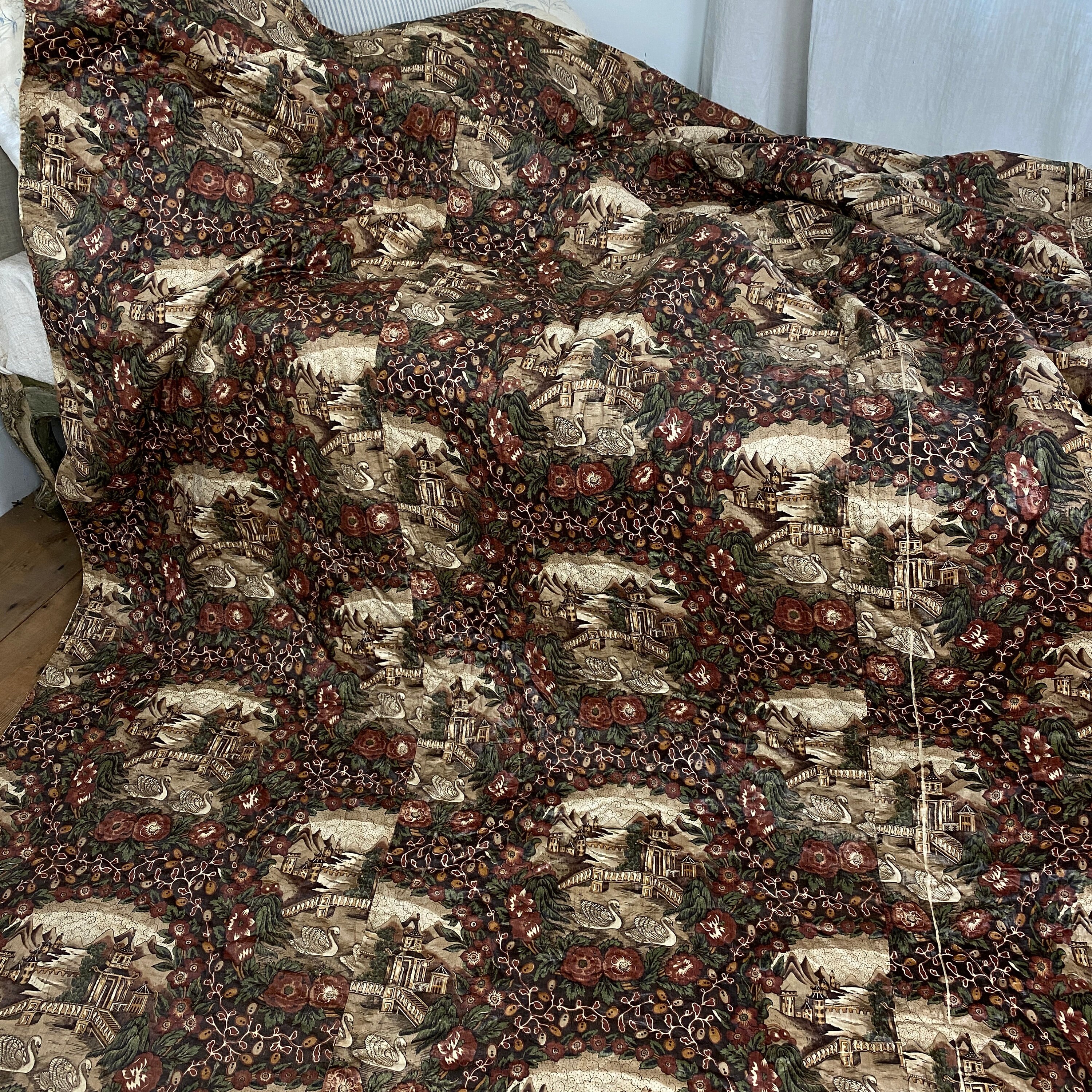 1830 88 X 100 WIDE Large Antique Quilt American or English