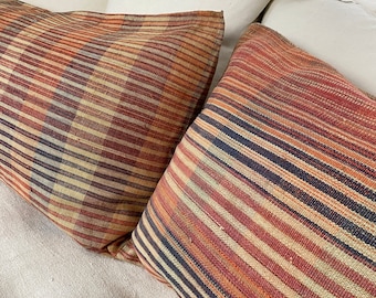 2 Antique Grain sacks grainsacks Bolster pillows European bedding Upcycled Eco-friendly Farmhouse country cottage style The Textile Trunk