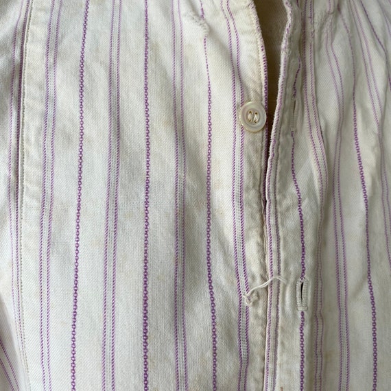 Timeworn Purple Striped work wear French shirt Vi… - image 4