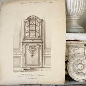 10.5 X 14 Antique French furniture Paris interior design image for framing  1910&#39;s  Thirties drawing photograph sketch illustration