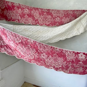 Valance Madder resist 18th century floral and urn quilted textile from France French country cottage chic The Textile Trunk design textiles