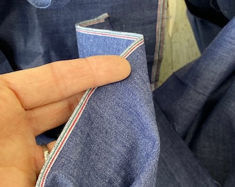 Denim Blue Chambray RAR 1930 1940 French Shirting UNBENUTZT Vintage Workwear Stoff Arbeitskleidung Baumwolle Shirting Textil