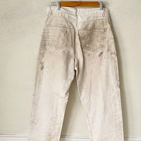 1960's 32 inch waist DISTRESSED WHITE cotton deni… - image 3