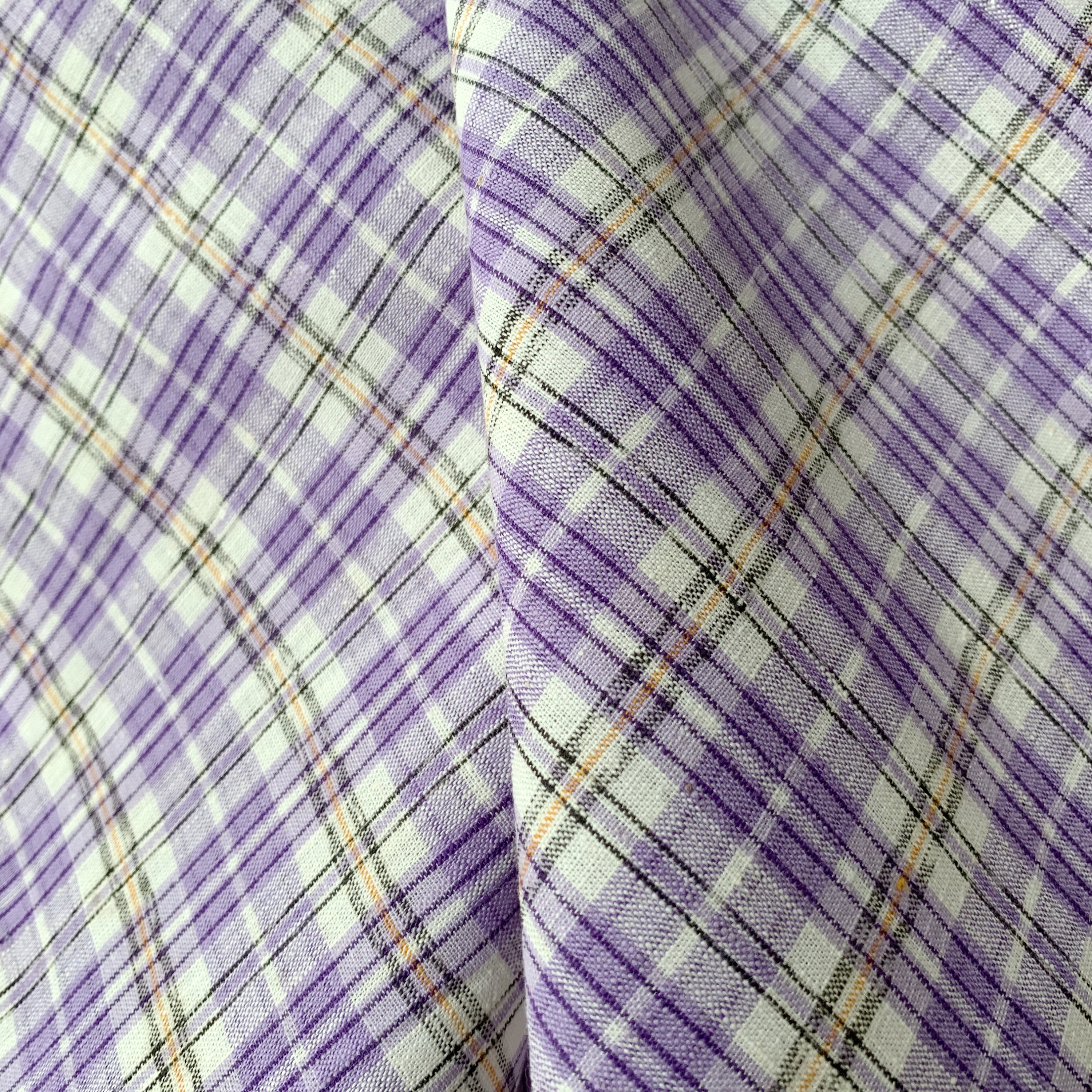 Vintage French purple plaid fabric for light upholstery | Etsy