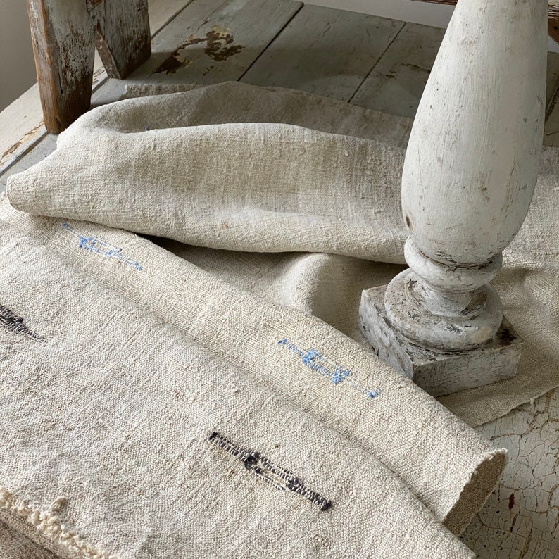 Table Runner Grain sack Fabric Bolt thin Blue Stripe Antique hom Table Runner Grain sack Fabric Bolt thin Blue Stripe Antique hom