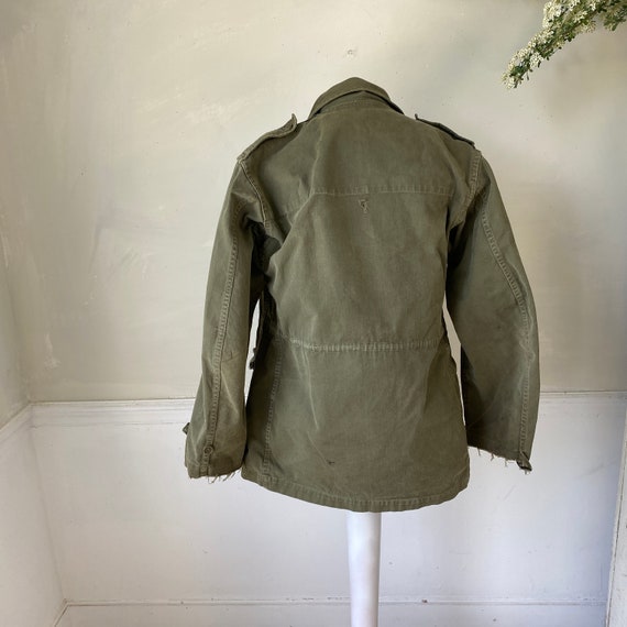 Vintage French Workwear Military Green Jacket Ear… - image 7