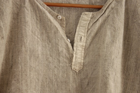 French linen and white cotton hemp night shirt ch… - image 7