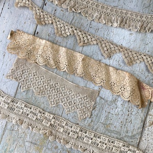 5.5 yards Handmade antique Vintage VTG  French lace Trim passementerie  ribbon clothing  Cottagecore  farmhouse The Textile Trunk