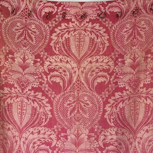 107x50 Rosy French Damask Curtain 1900 Faded Red Pink Jacquard Backed Interlined light blocking Antique Fabric Unique Wall Art Handmade