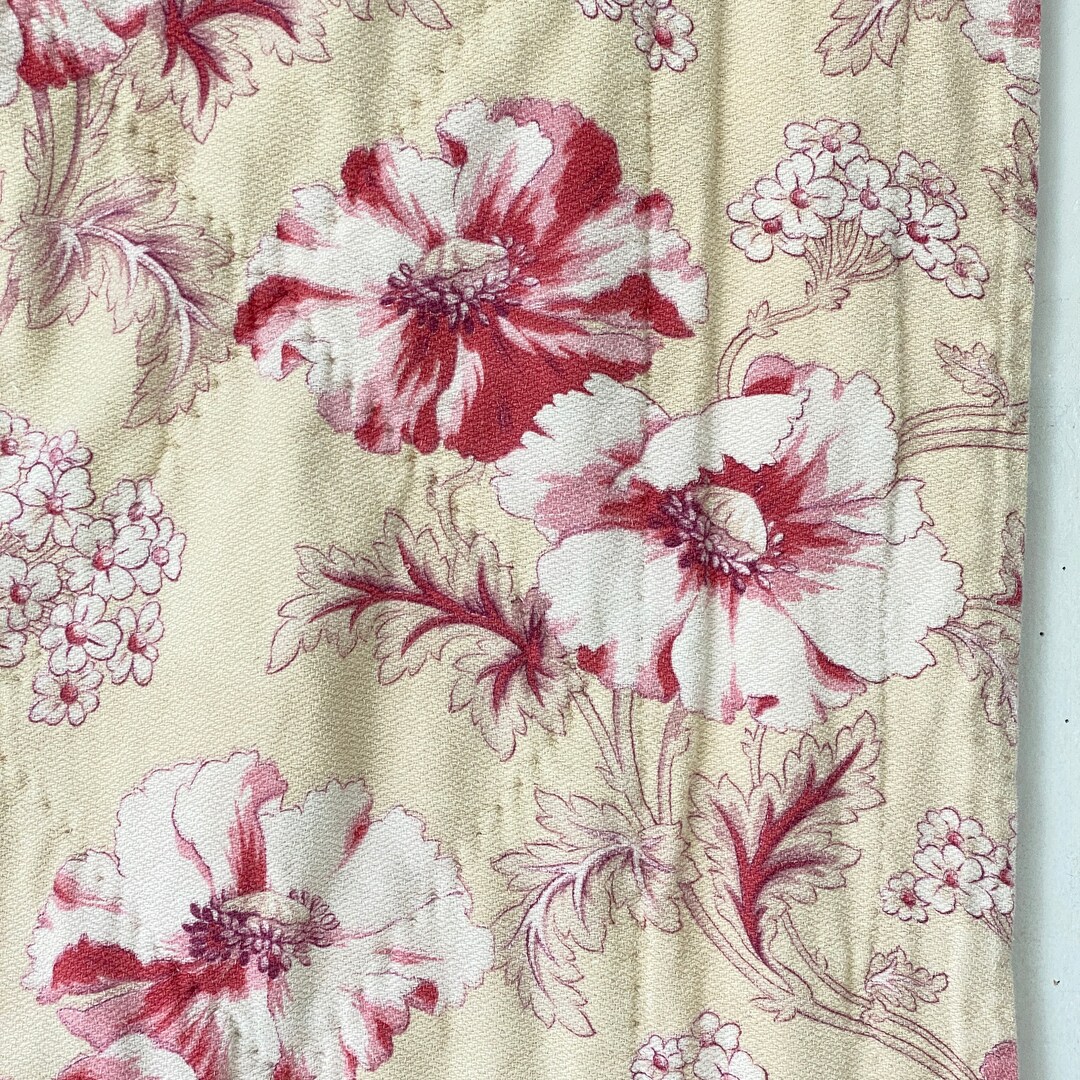 Couvre-lit Quilt Américain Début XXème Art Déco Fleurs Rose - 200x200 Cm - 100% Coton