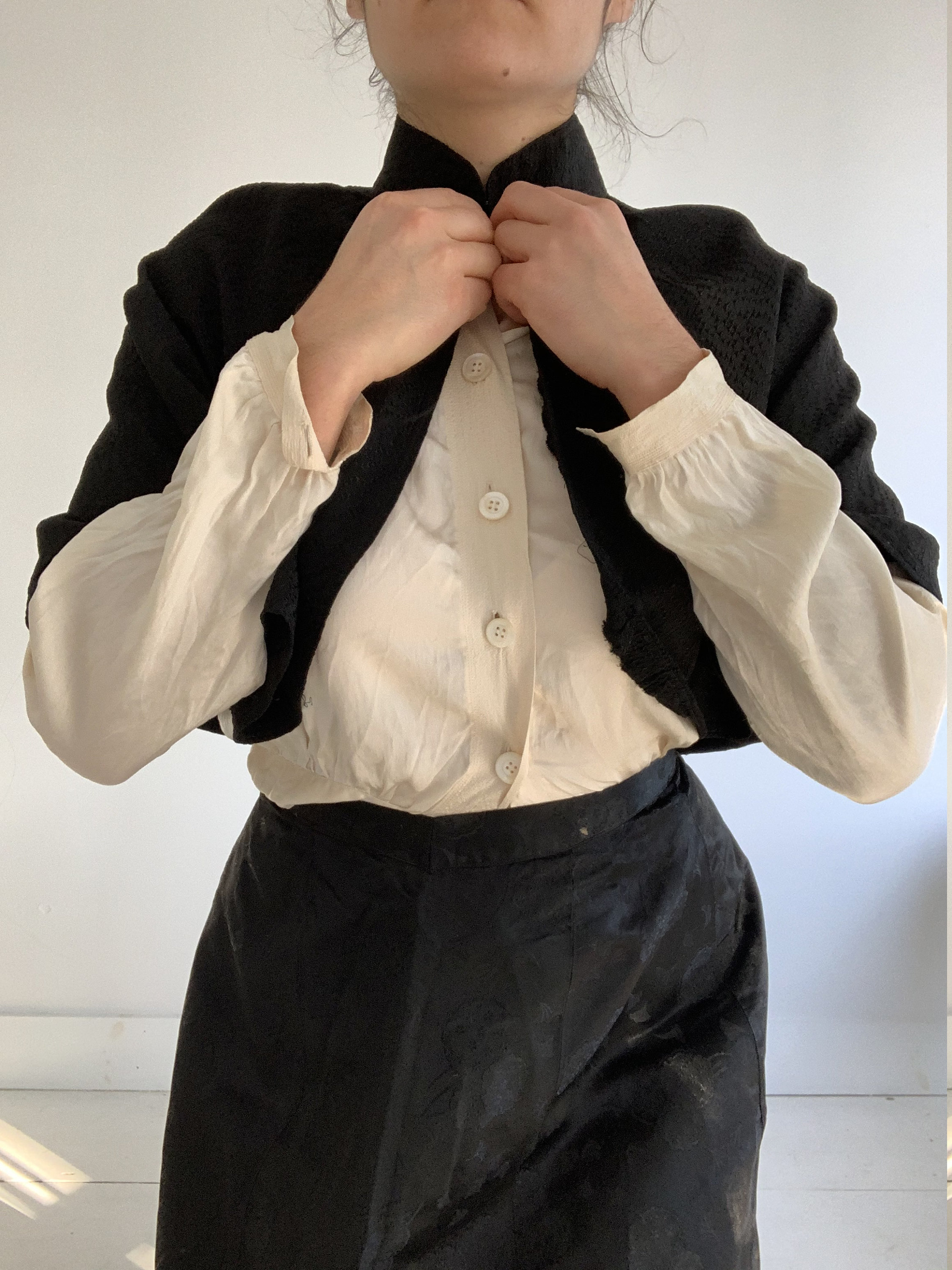 Antique Victorian Capelet French Black Silk Blend Shoulder Cape Textile ...